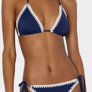 Zaful Navy & White Crochet-Trim Triangle Bikini Set NWT
